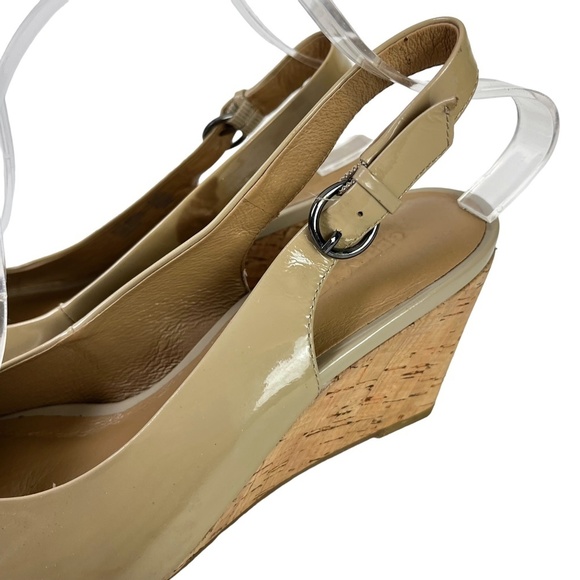 GERRY WEBER Genuine Leather Open Peep Toe Slingback Cork Wedge Shoes Sandals 38 - Picture 8 of 16